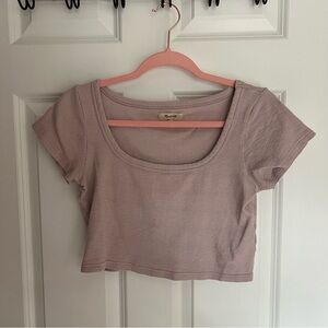 Madewell Pink/Mauve Fitted Crop Top size Small
